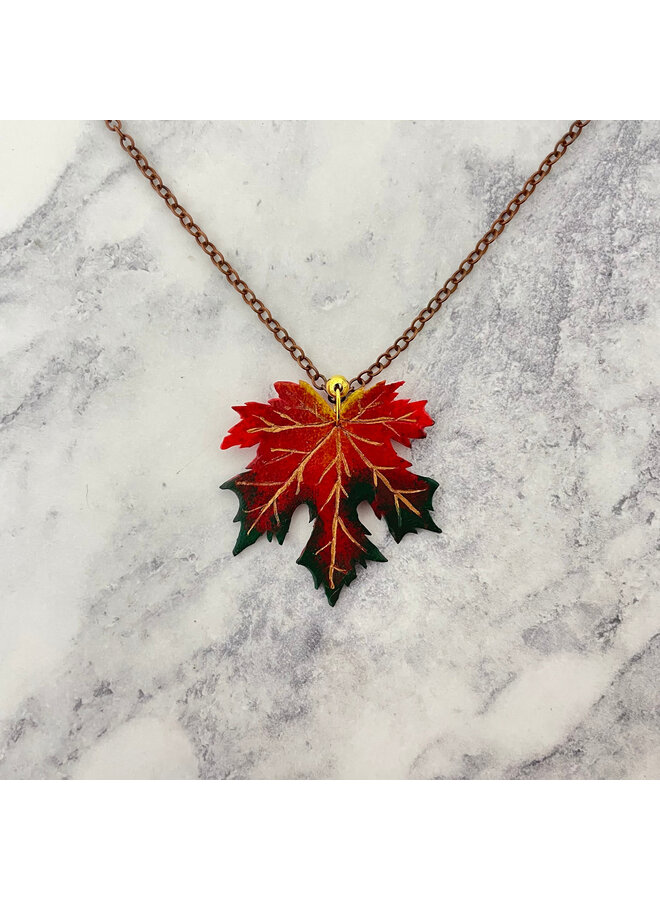 Acer Orange Leaf Necklace 01