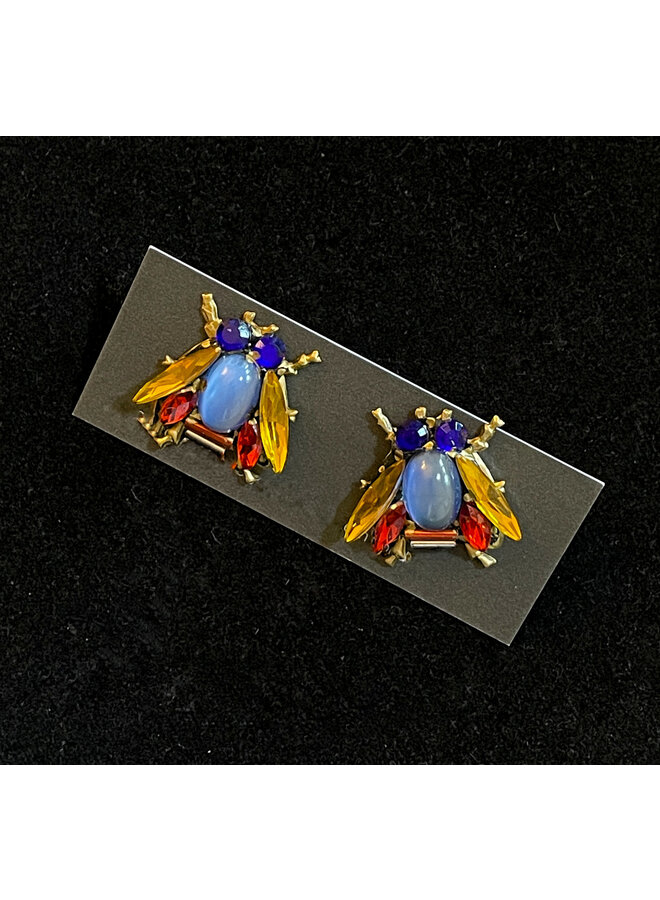 Bee with Amber Wings Stud Earrings 605