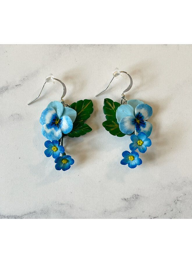 Viola and Forget-Me-Not Drop Earrings 18