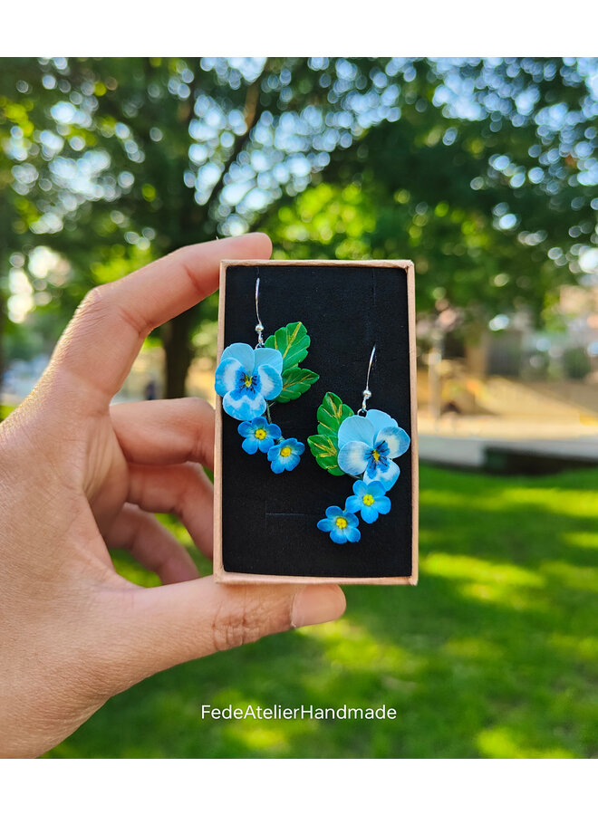 Viola and Forget-Me-Not Drop Earrings 18