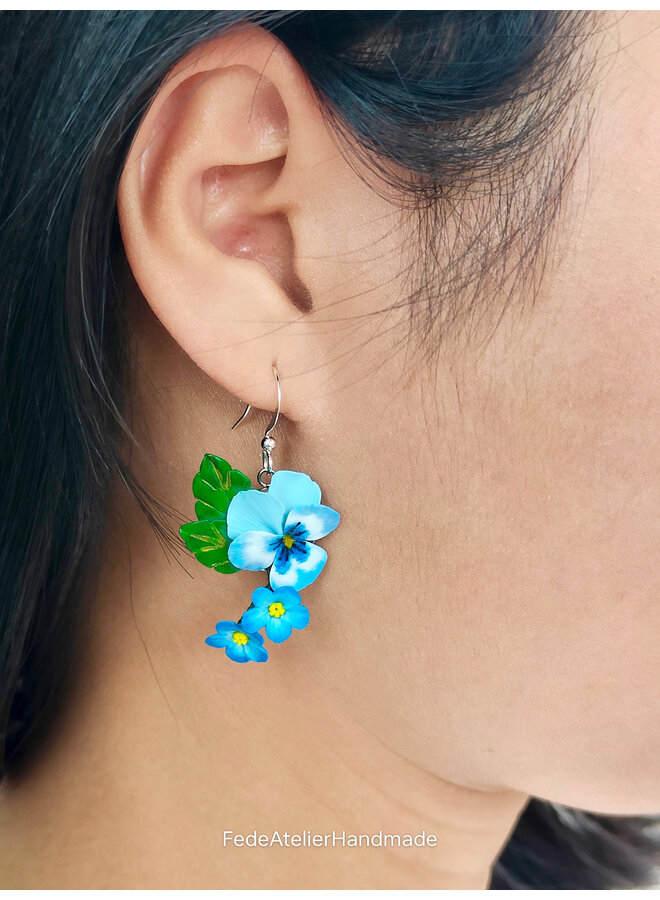 Viola and Forget-Me-Not Drop Earrings 18