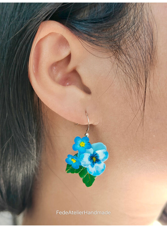 Viola & Forget-Me-Not Drop Earrings 19