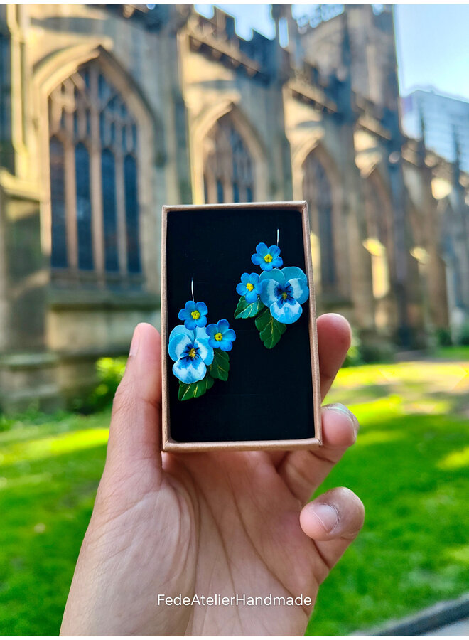 Viola & Forget-Me-Not Drop Earrings 19