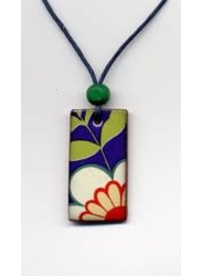 Floral Pattern Rectangle Pendant 057