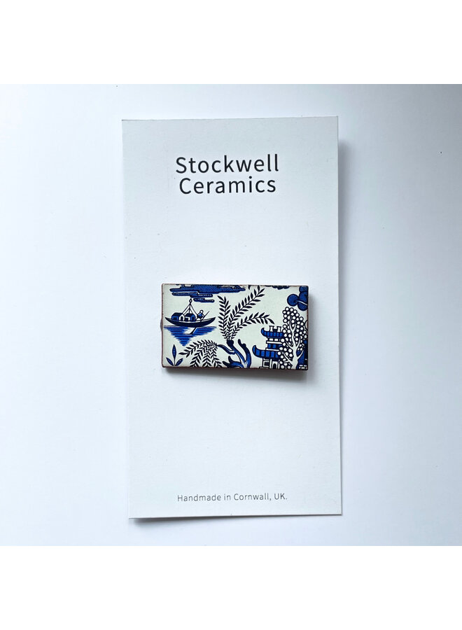 Broche en céramique à motif de branches de saule 095