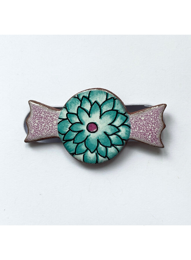 Blaue Blumen Keramik Brosche 093