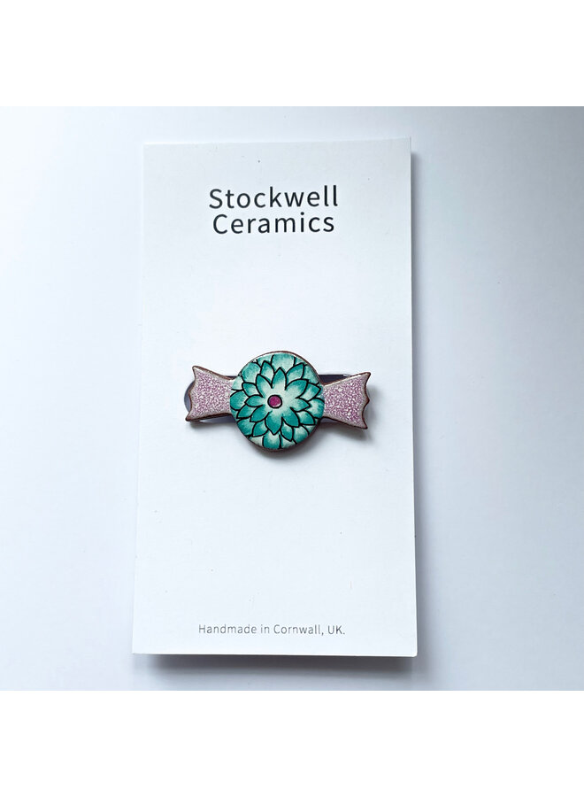 Blue Flower Ceramic Brooch 093