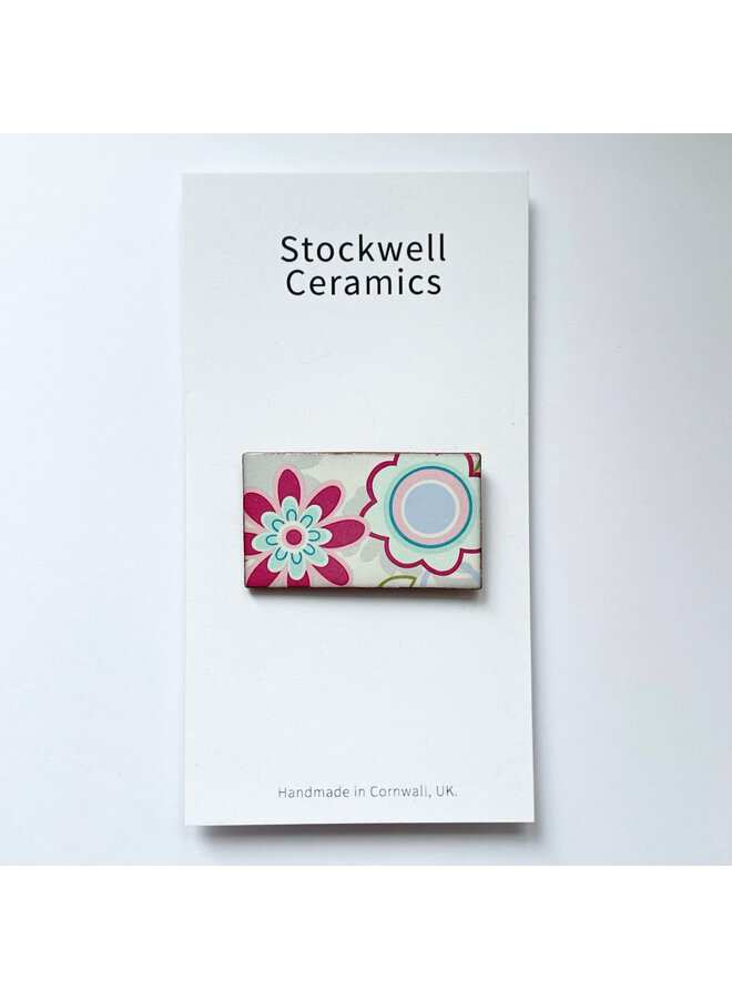 Op. Art Blumen Keramik Brosche 091