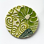 Green Textured Ceramic Brooch 084