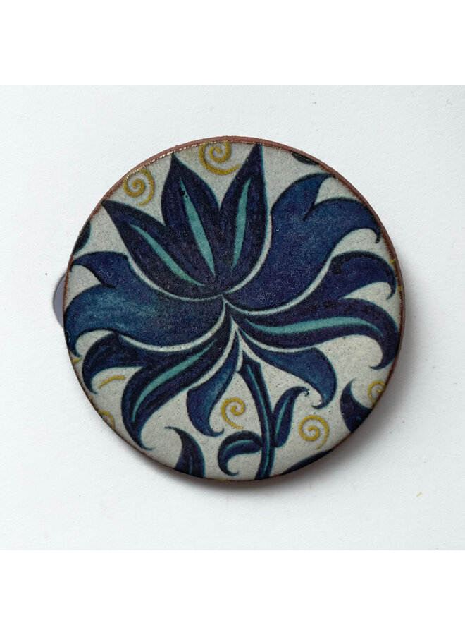 Broche en céramique Blue Flower Heritage 080