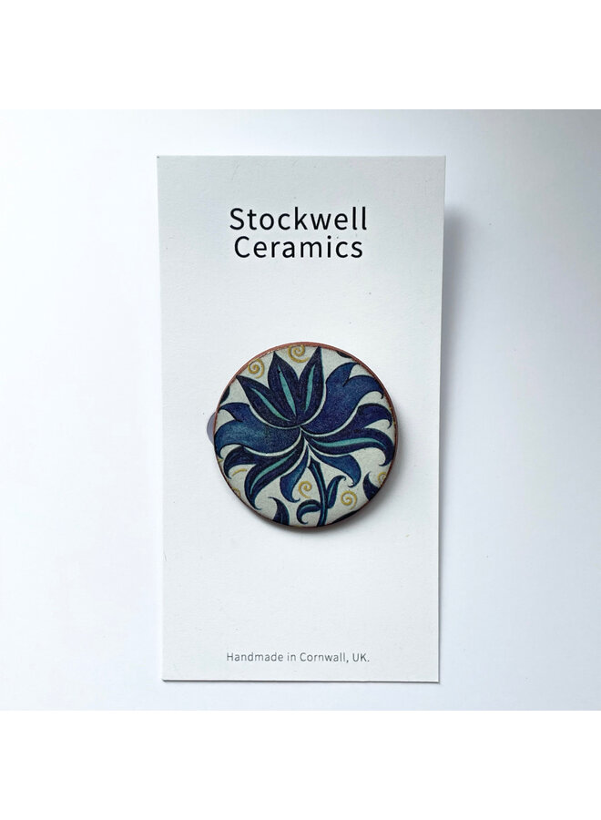 Broche en céramique Blue Flower Heritage 080