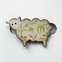 Sheep Floral Patterned Ceramic Brooch 074
