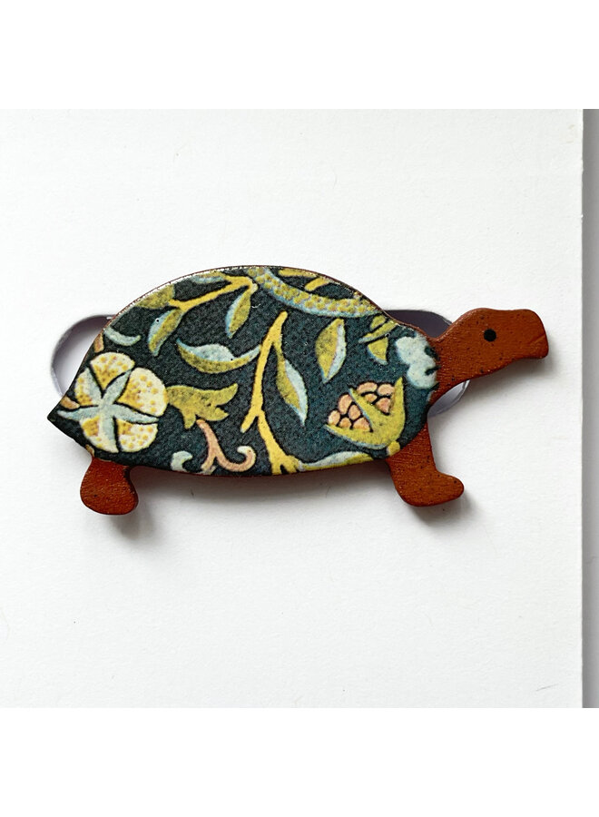 Broche de cerámica con estampado floral de tortuga 073