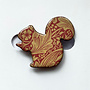 Squirrel Red Floral Patterned Ceramic Brooch 071