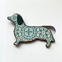 Daschund Floral Patterned Ceramic Brooch 069
