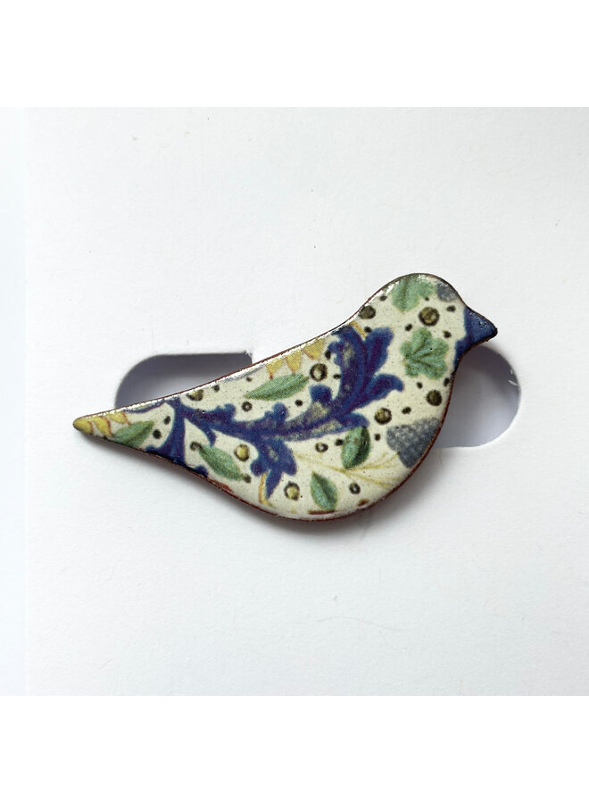 Broche oiseau à motifs bleus 064