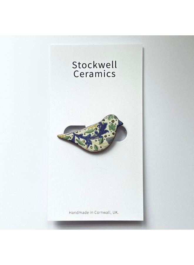 Broche oiseau à motifs bleus 064