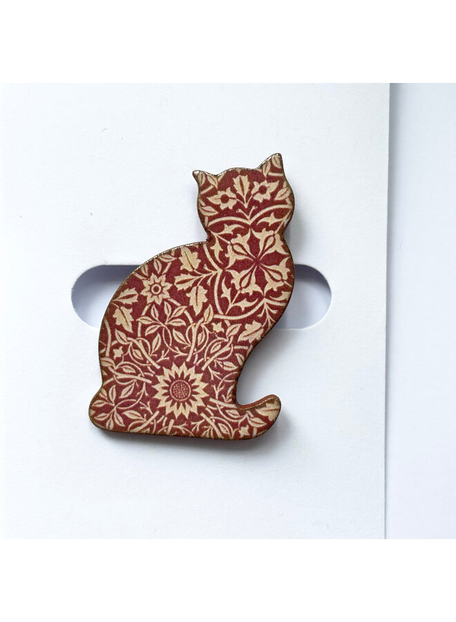 Broche Céramique Chat Fleuri Gingembre 55