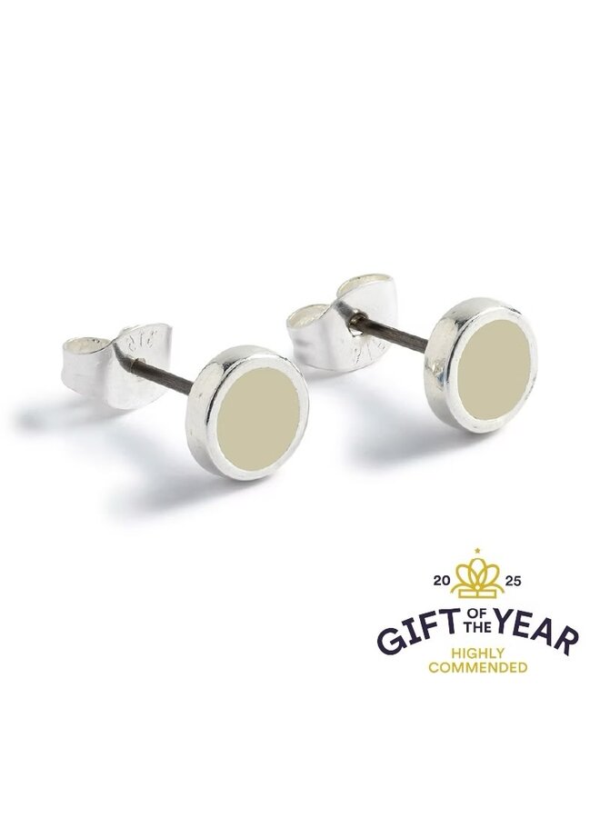 Runde Ohrstecker aus Latte-Silber und Emaille 088