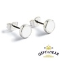 White Silver & Enamel Round Stud Earrings 087