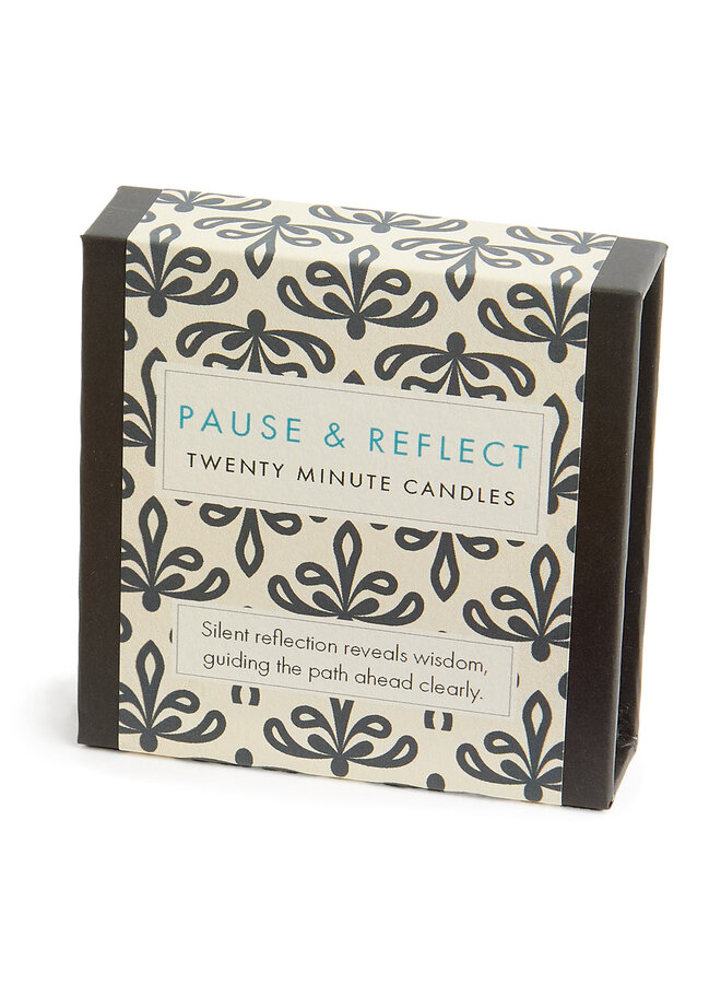 Pausa och reflektera - Liten ask med bivaxljus med keramisk hållare. 09