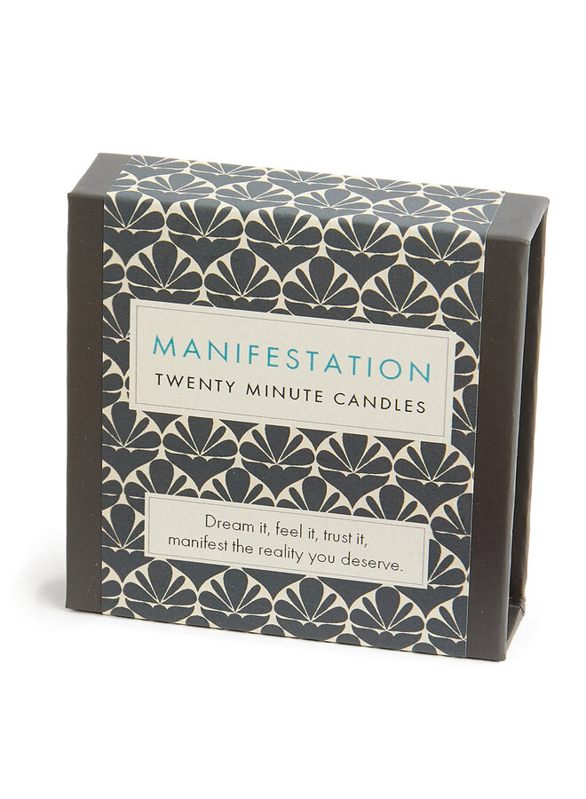 Manifestation - Petite boîte de bougies en cire d'abeille avec support en céramique. 05