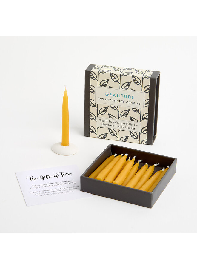 Gratitude - Little Box of Beeswax Candles with Ceramic Holder. 02