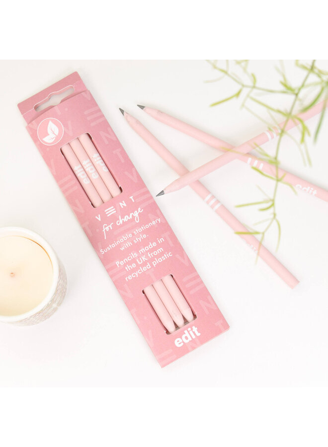 Powder Pink Recycled Pencils Pack of 3 - 801