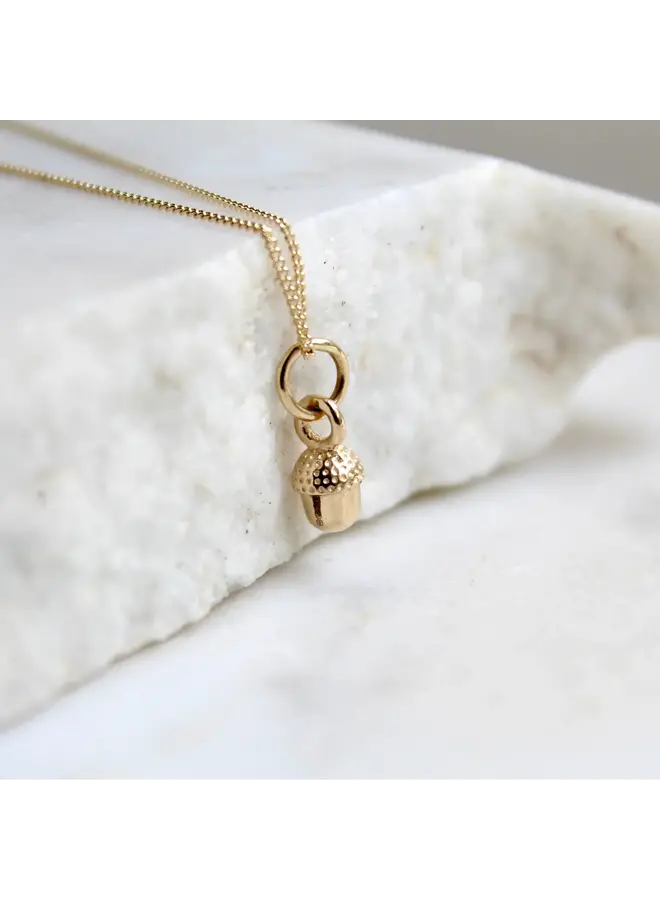 Tiny Acorn Charm Gold Vermeil Necklace