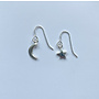 Boucles d'oreilles crochet lune et étoile argent 230