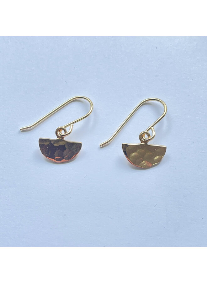 Hammered Semi-Circle Hook Earrings Gold 229