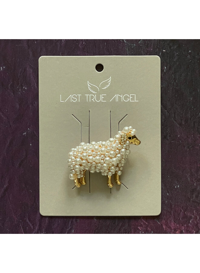 Pearly Sheep Brooch in Gold 07