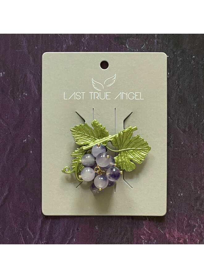 Broche de racimo de uvas moradas con cuentas 06