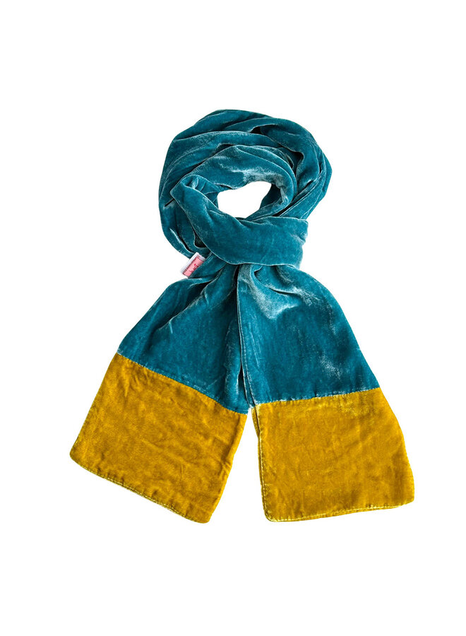 Two Tone Velvet Scarf - Teal 91
