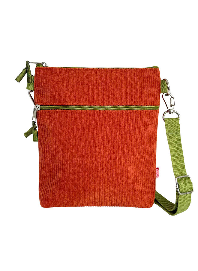Bolso bandolera de pana naranja oscuro 74