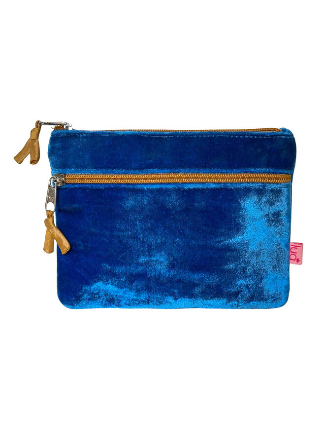 Velvet Two Zip Purse Cerulean Blue 55