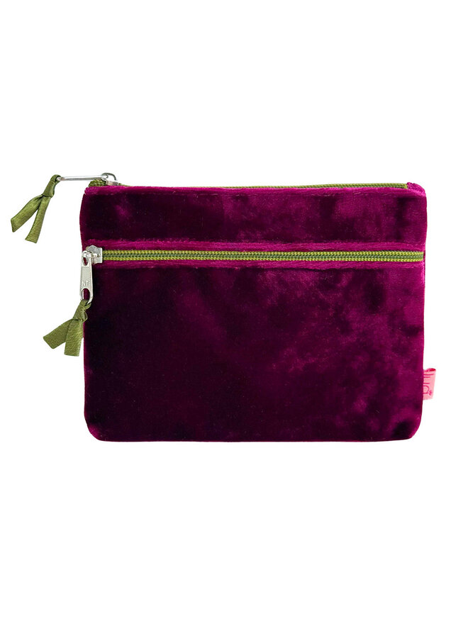 Velvet Two Zip Purse Burgundy 54