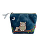 Owl Mini Coin Velvet & Applique Purse Bluee 50