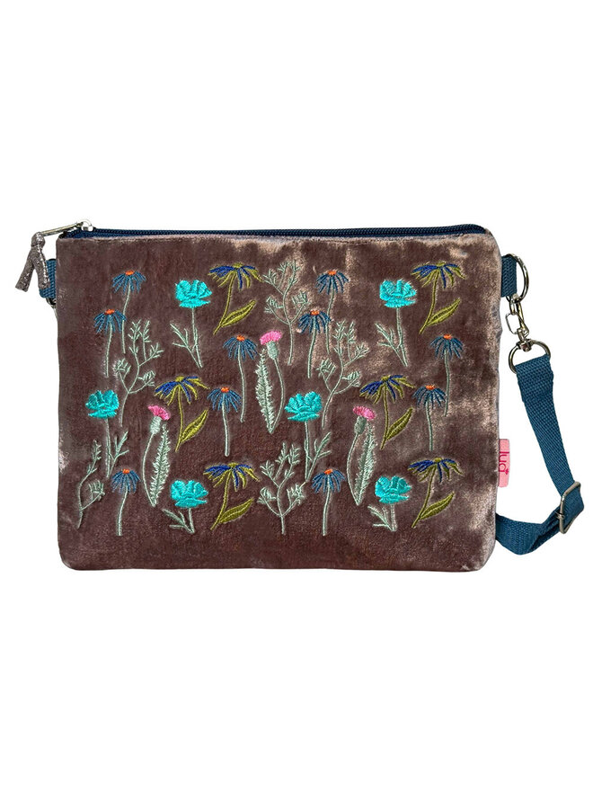 Meadow Embroidered Bag With Strap - Mink 15