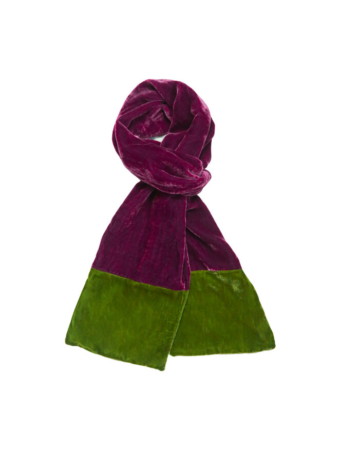 Two Tone Velvet Scarf - Burgundy and Olive 85