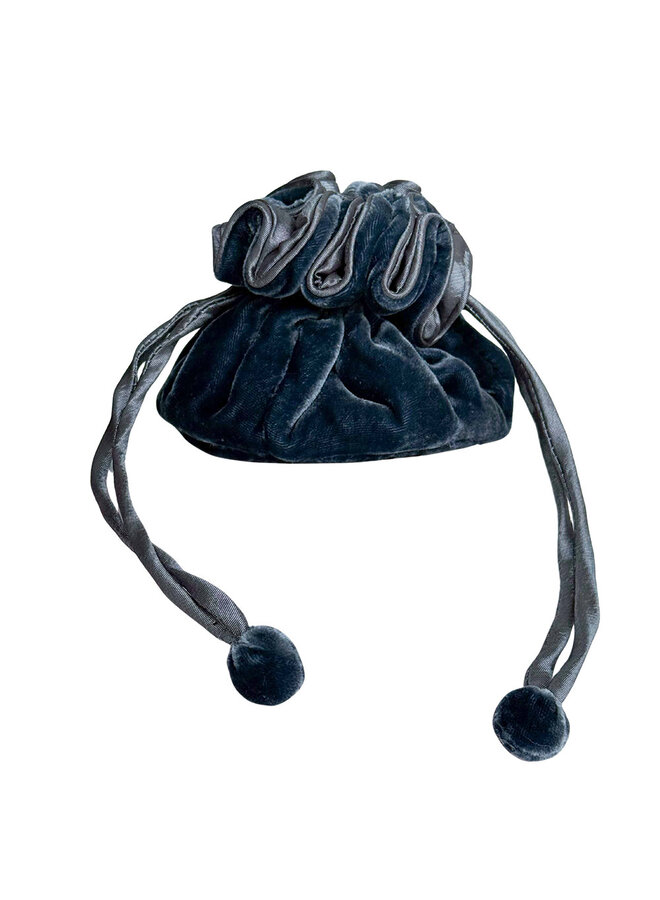 Pochette à bijoux en velours bleu acier avec cordon de serrage 23