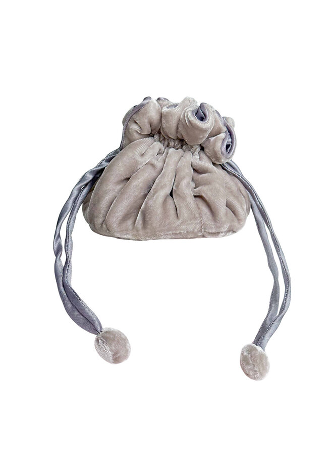 Бархатный мешочек для украшений цвета бледной норки на завязке 20 шт.