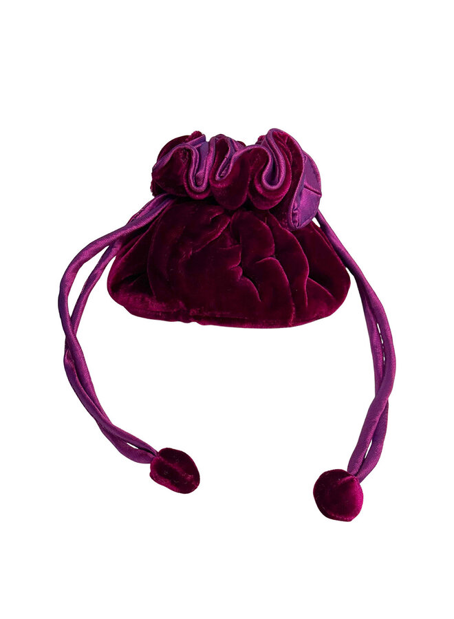 Burgunderfarbener Schmuckbeutel aus Samt mit Kordelzug 17