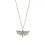 Collar con dije de libélula azul y dorada 142