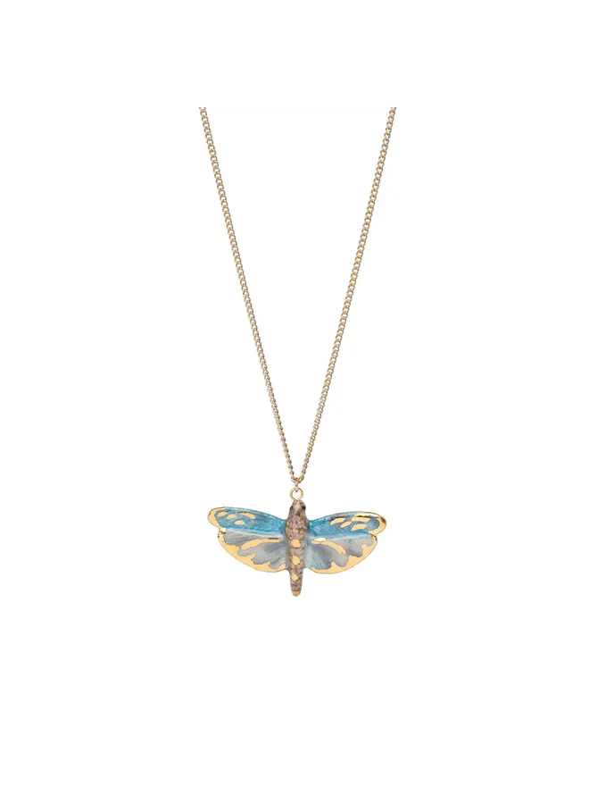 Blue & Gold Dragonfly Charm Necklace 142
