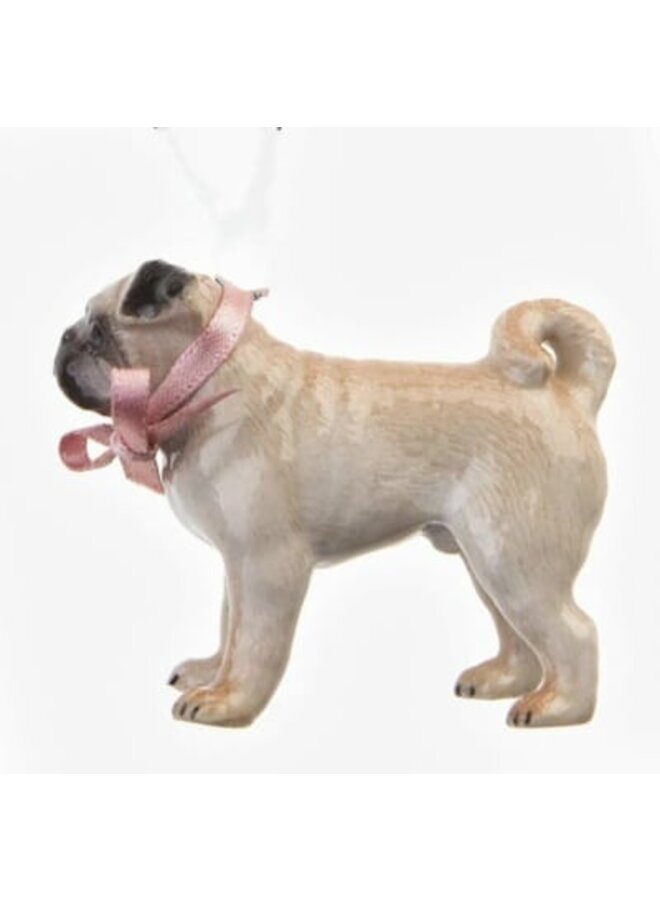 Breloque en porcelaine pour chien carlin 123