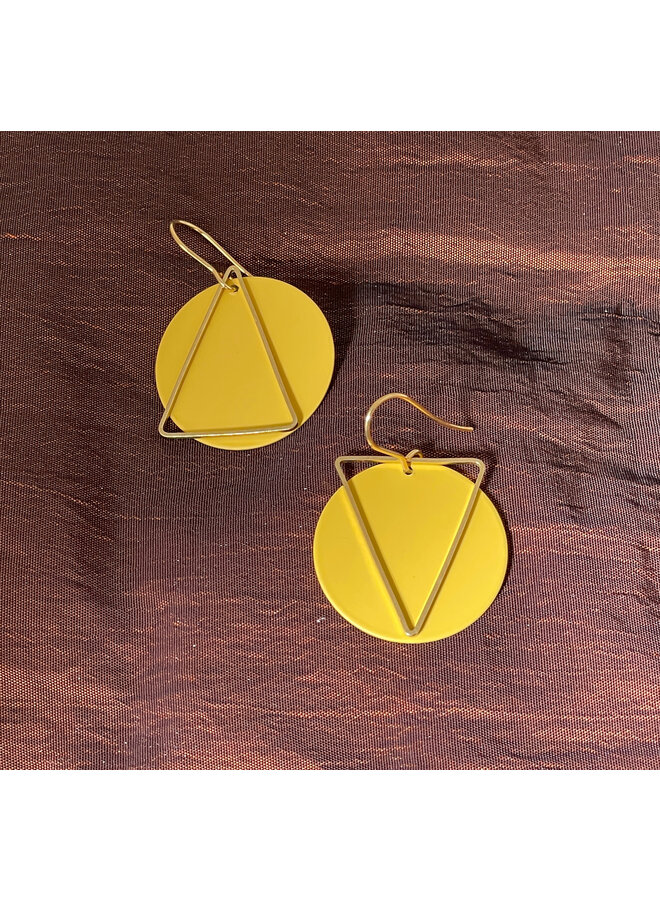 Triangle on Disc Drop Earrings 30
