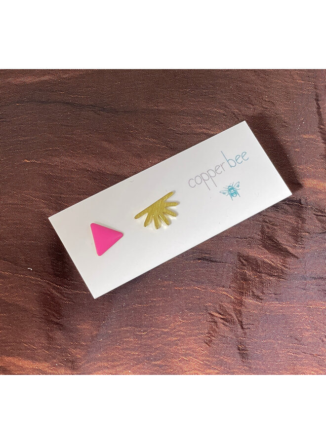 Geo Mismatch Enamel  / Brass Earrings 32