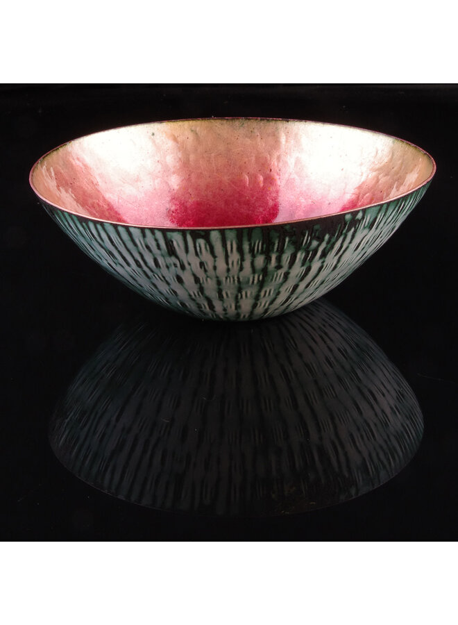 Gold and Rose Red Enamelled Copper Dish 014