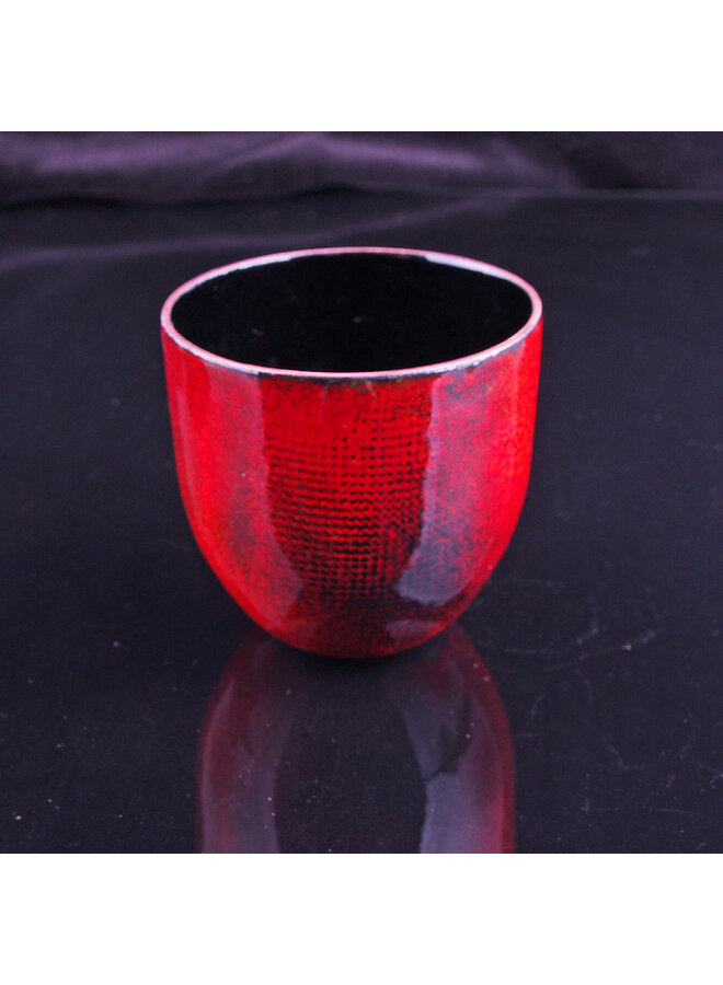 Красно-черная эмалированная медная чаша 013